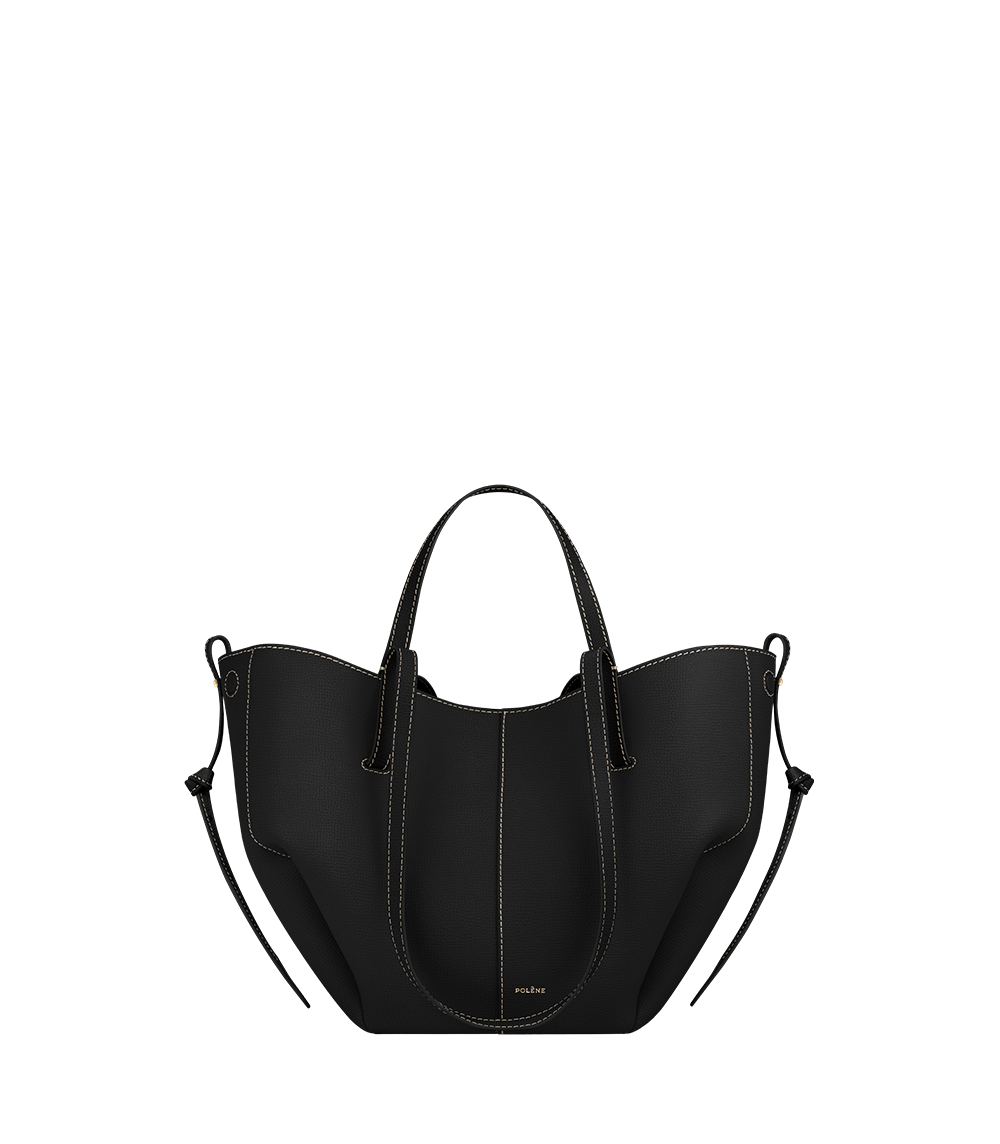 Cyme Mini Textured Black with Ecru Stitching – front