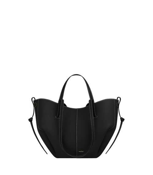 Cyme Mini Textured Black with Ecru Stitching – front