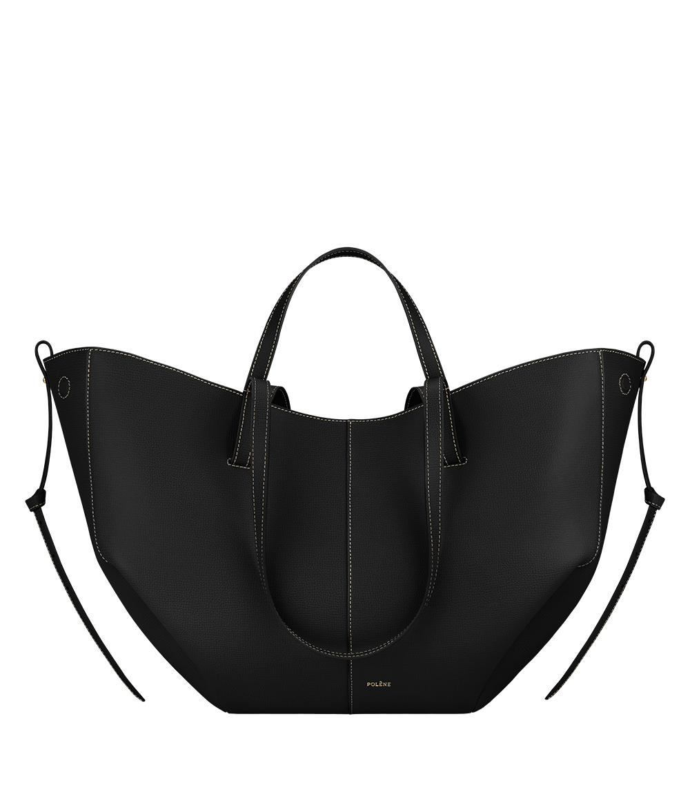 Cyme Textured Black with Ecru Stitching – front