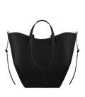 Cyme Tote Textured Black with Ecru Stitching – front