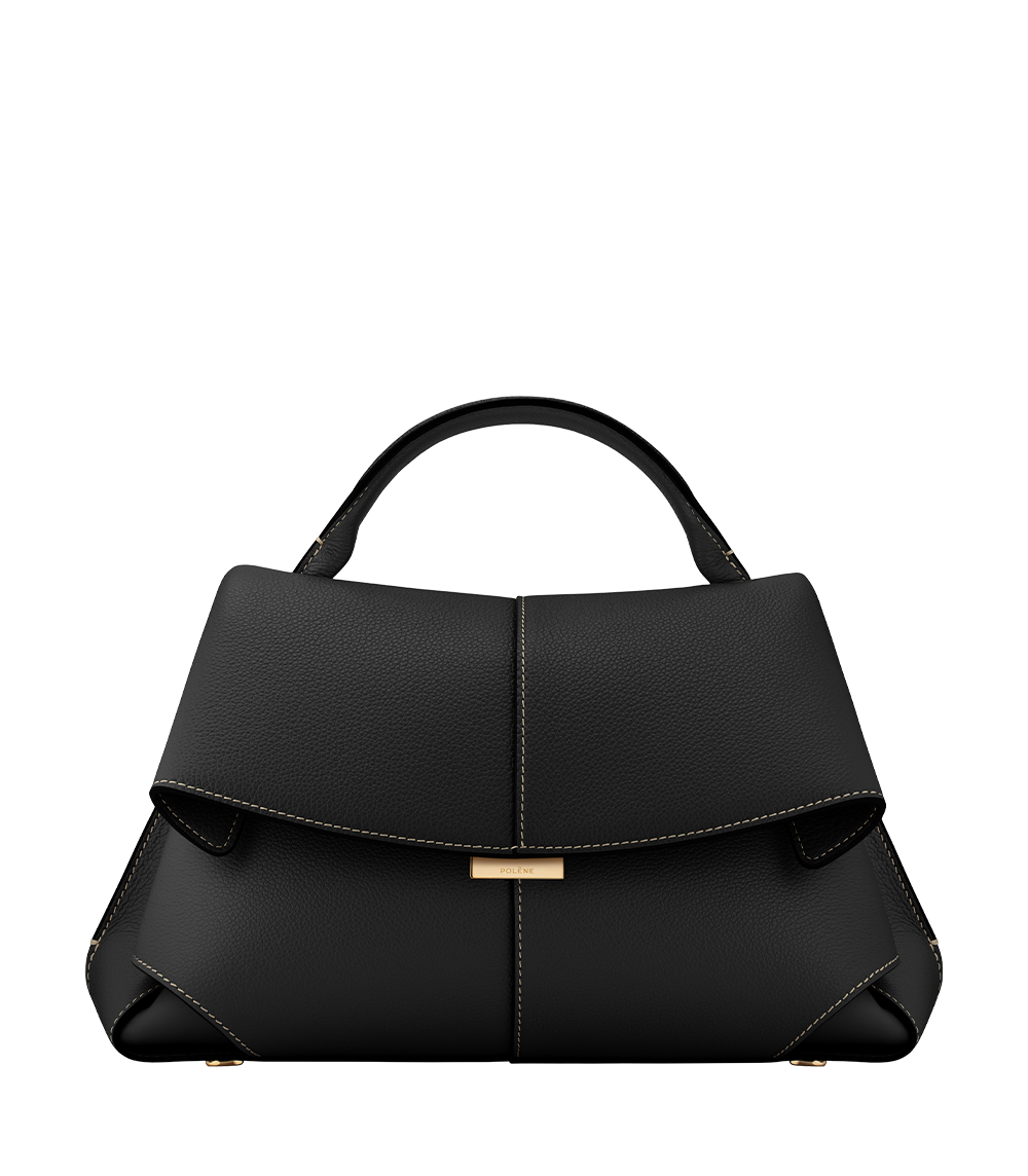 Mokki Textured Textured Black with Ecru Stitching – front