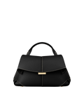 Mokki Mini Textured Black with Ecru Stitching – front