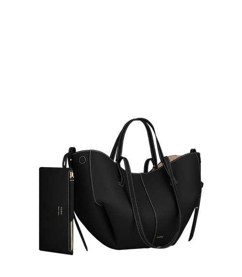 Cyme Mini Textured Black with Ecru Stitching – side